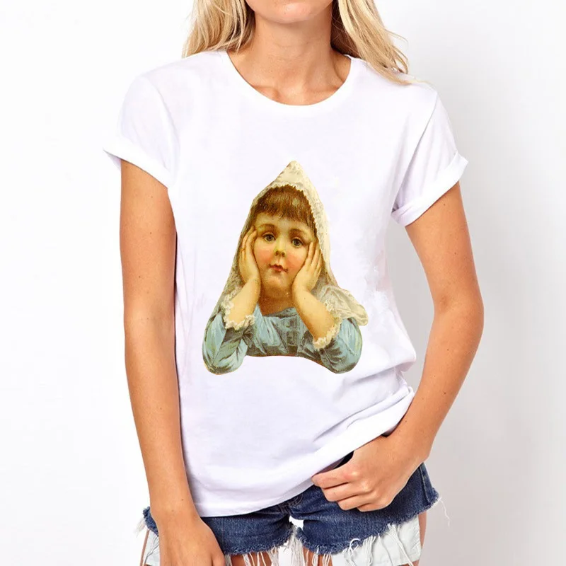 Topjini 2017 летняя новая модная футболка с принтом для девочек Свободная