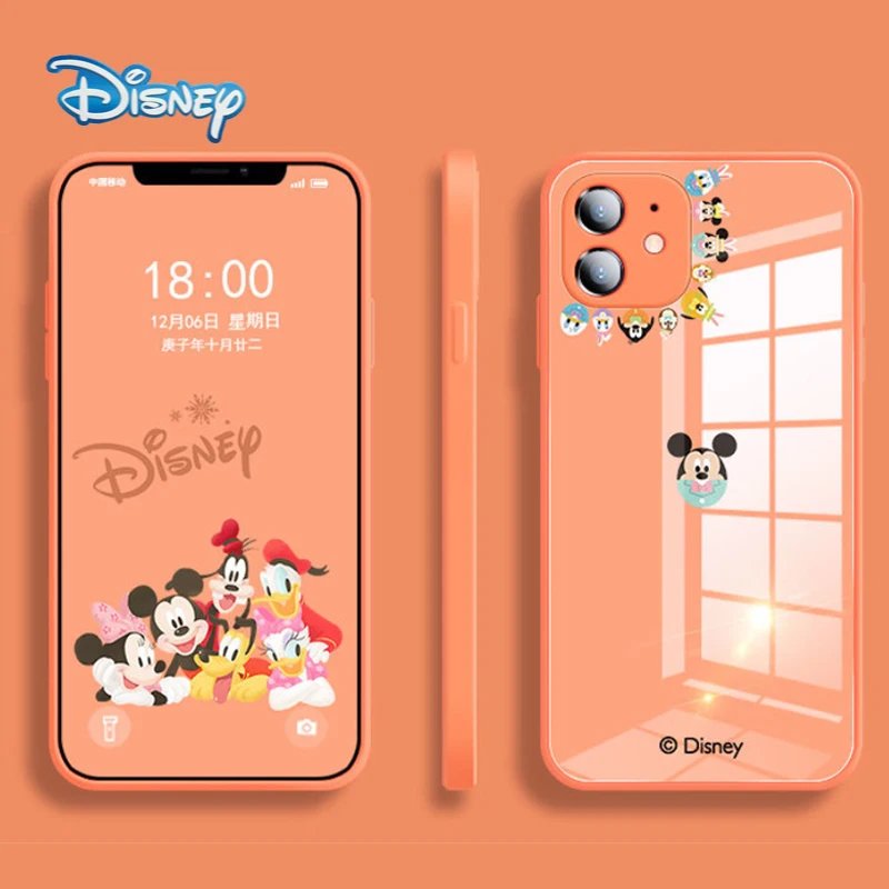 

Disney Mickey Glass Cartoon Mobile Phone Case for iPhone 13 13Pro 12 12Pro 11 Pro X XS MAX XR 7 8 Plus Cute All Inclusive Cover