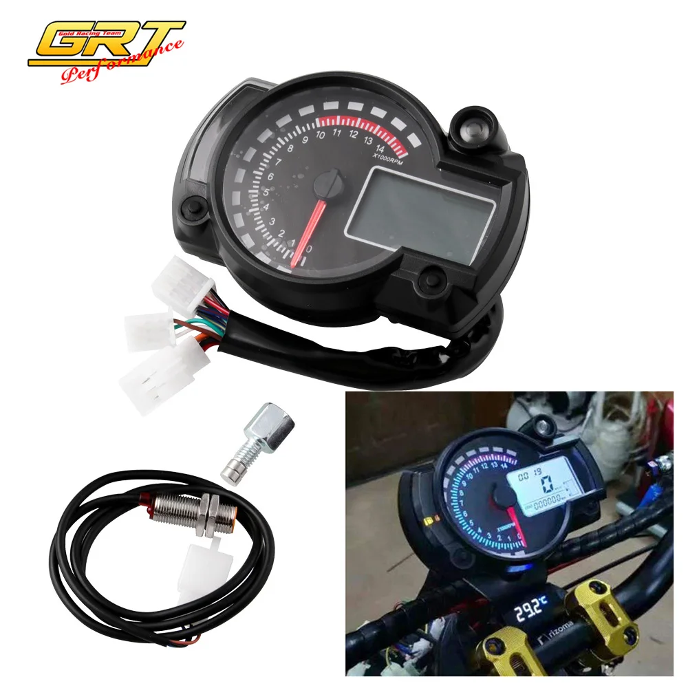 Мотоцикл цифровой свет ЖК дисплей скорость метр одометр тахометр W/Датчик