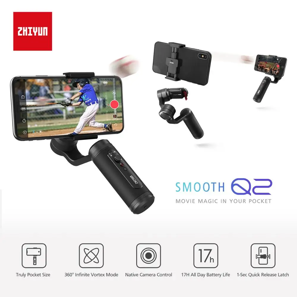 Ручной Стабилизатор Zhiyun Smooth Q2 3 осевой шарнирный стабилизатор для смартфона pk DJI