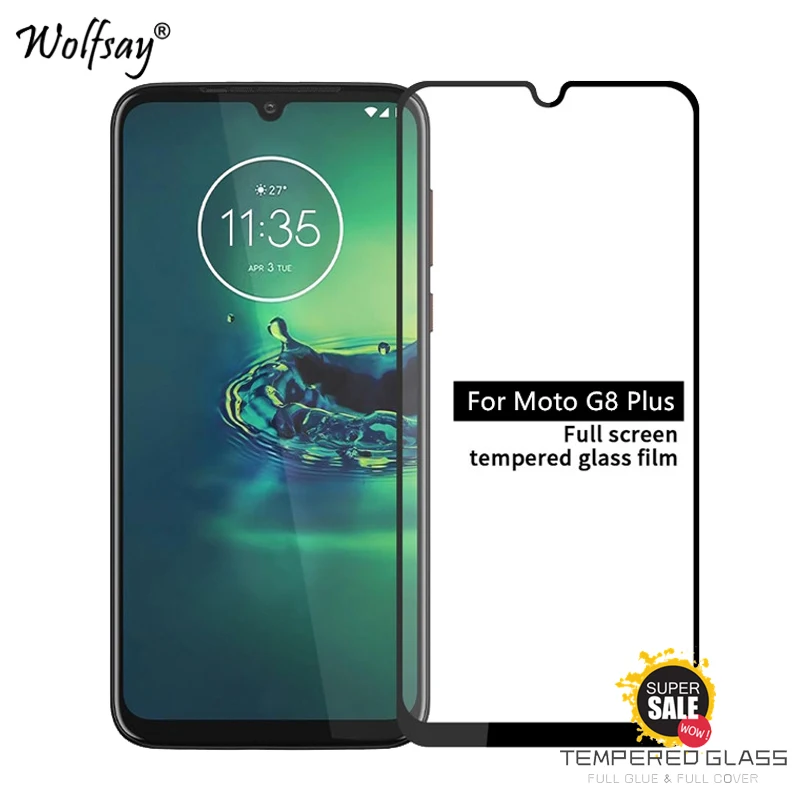 2 шт. полное клеевое стекло для Moto G8 Plus защита экрана закаленное Защитная пленка