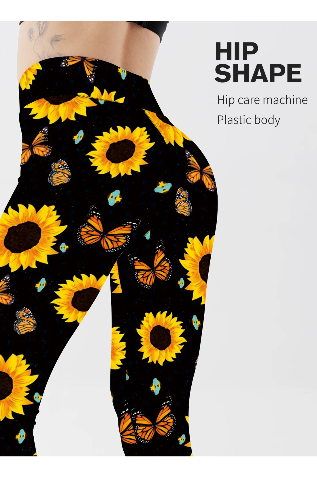 peach lift leggings Sunflower Butter Print High Waist Sports Leggings Push Up Sport Women Fitness Gym Clothing High Elastic Breathable Push Up Pants lularoe leggings