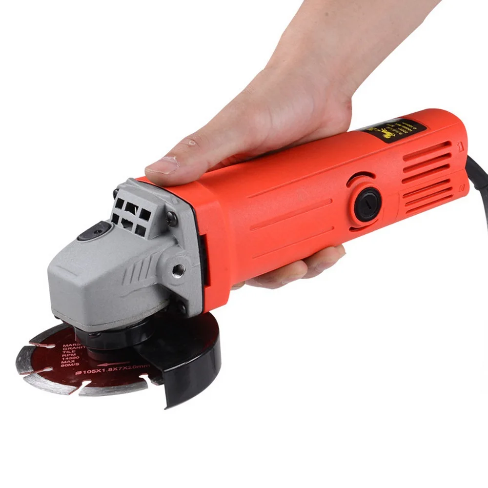 Brown 220V Electric Angle Grinder Single-speed Woodworking Power Tools Grinding machine for Home DIY - Color: Brown