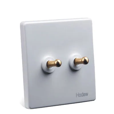 2-Gang Switch Высокое качество 86 Ретро Белый настенный светильник латунь тумблер выход одиночный двойной контроль 2 позиционный светильник переключатель розетка панель комплект - Цвет: 2-Gang Switch