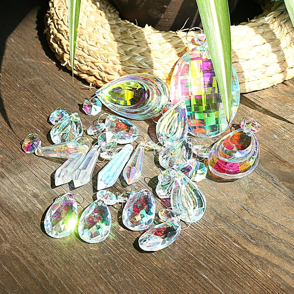 От H & D (18 шт. цветная лампа призмы детали с Восьмигранная бусина люстра Стекло