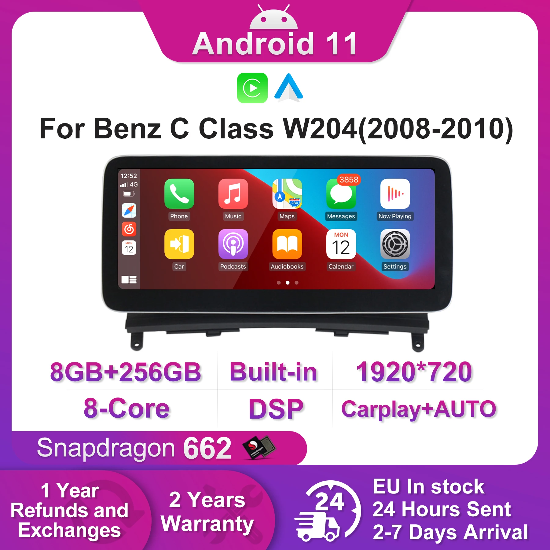 

Android 11 for Mercedes-Benz W204 2008-2010 NTG 4.0 Car GPS multimedia player 12.5 anti-glare blue screen support camera