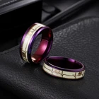 Светящееся кольцо для пары 8 мм6 мм светящееся кольцо для сердцебиения ЭКГ фиолетовое обручальное кольцо Сияющее Кольцо для любви в темноте