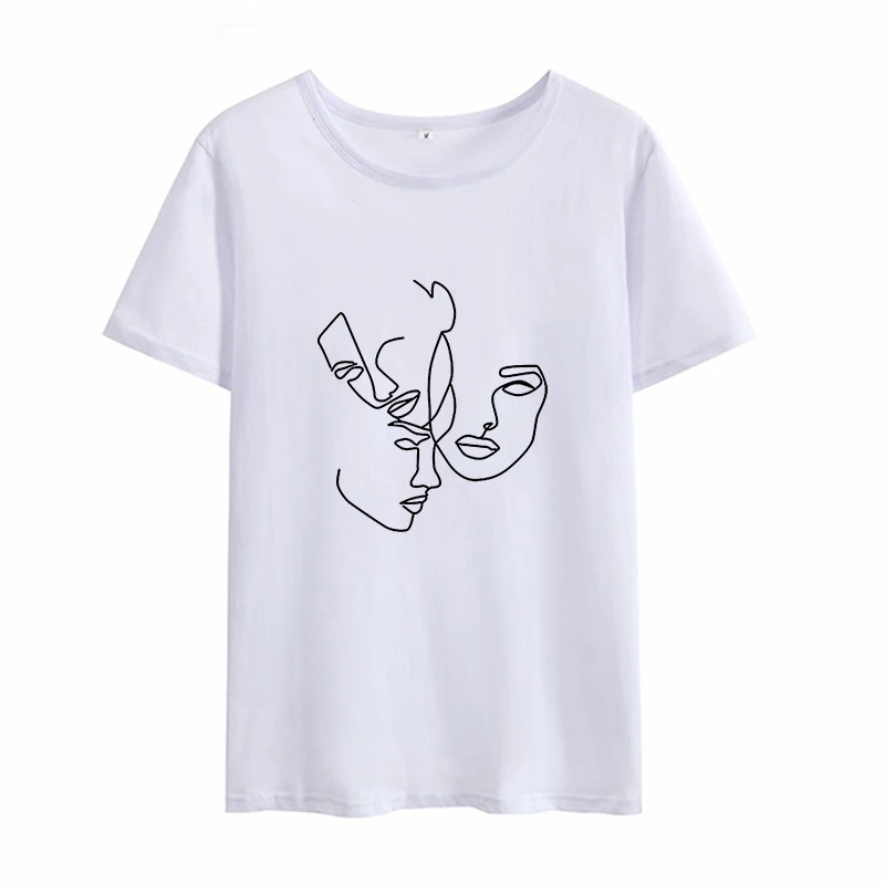 

Summer T shirt O-neck Short Sleeve t-shirt women Simple T-shirt Funny Stick figure People avatars Printed tshirt lady New