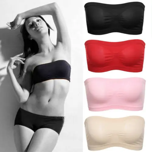 New Women Underwear Sexy Solid Lingerie Seamless Strapless Bra Bandeau Fits Fashion Tube Top Sports Bra Breathable Sleep Bra