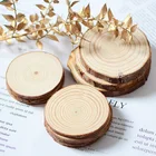 Деревянные Ремесла сделай сам толщиной 3-12 см, натуральная сосна, круглые необработанные деревянные ломтики, круги с корой дерева, деревянные диски, картина для свадебной вечеринки