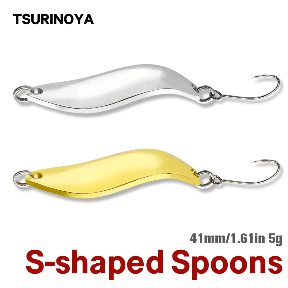 

TSURINOYA Spoon Fishing Lure DANCER 41mm 5g 2pcs S-shaped Metal Spinner Sequins Artificial Hard Baits Trout Pike Fihsing Tackle