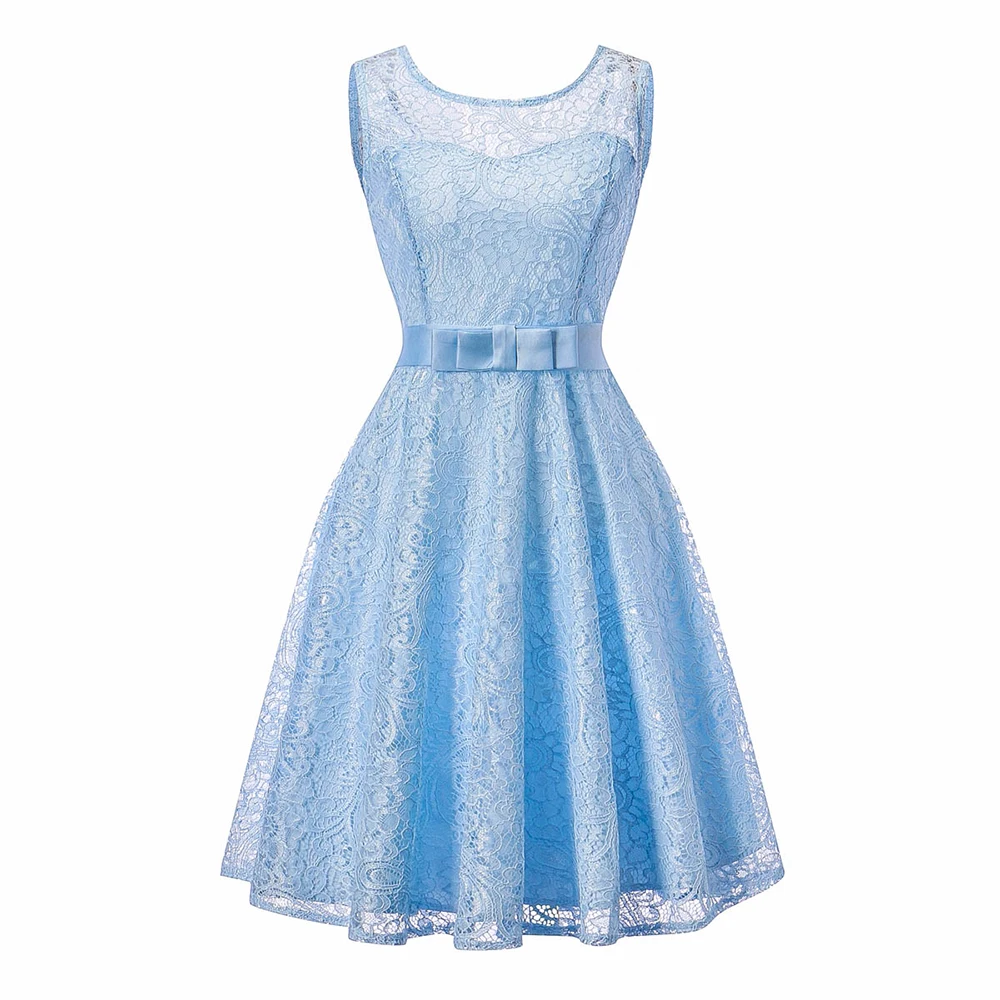 Женское модное популярное платье без рукавов с бантом винтажное кружевное