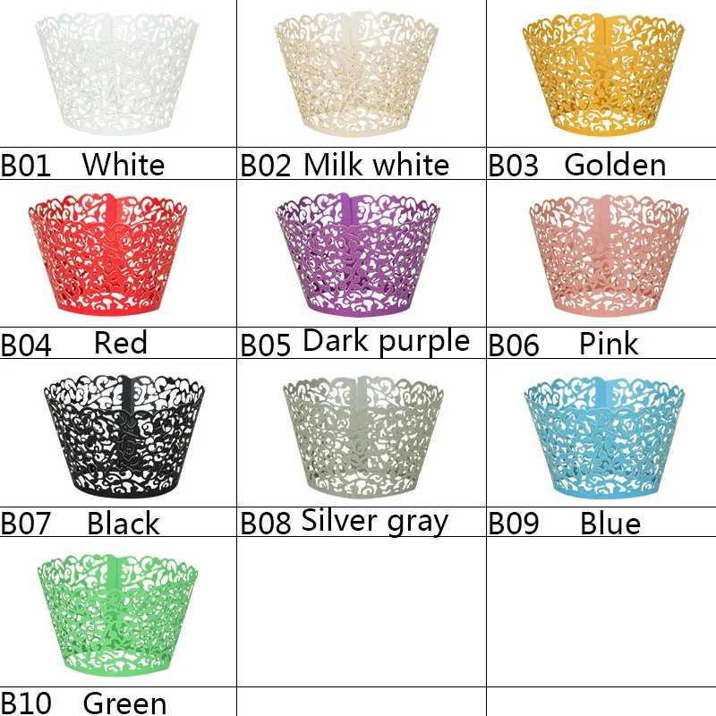 

12/24pcs Muffin Cupcake Wrapper Multicolor Lace Hollow Out Cupcake Wrapper Birthday Wedding Party Baby Shower Dessert Decoration