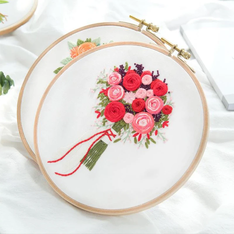 Beauty Flowers Embroidery Ribbon Kit for Beginner Needlework Kits Cross Stitch Arts Crafts Sewing Home Decor | Дом и сад