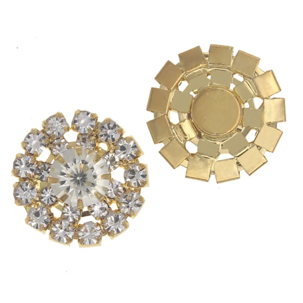 18mm Round Rhinestones Buttons Flatback Shank Button DIY Embellishment Hair Bow Interspersed Gem Decorative for Wedding Clothing