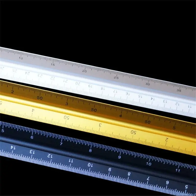 Черная/Золотая треугольная шкала 30 см горизонтальная линейка алюминиевая для