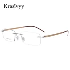 Оправа для очков Krasivyy титановая без оправы, брендовые дизайнерские квадратные очки без винтов для мужчин и женщин, Рецептурные очки для близорукости