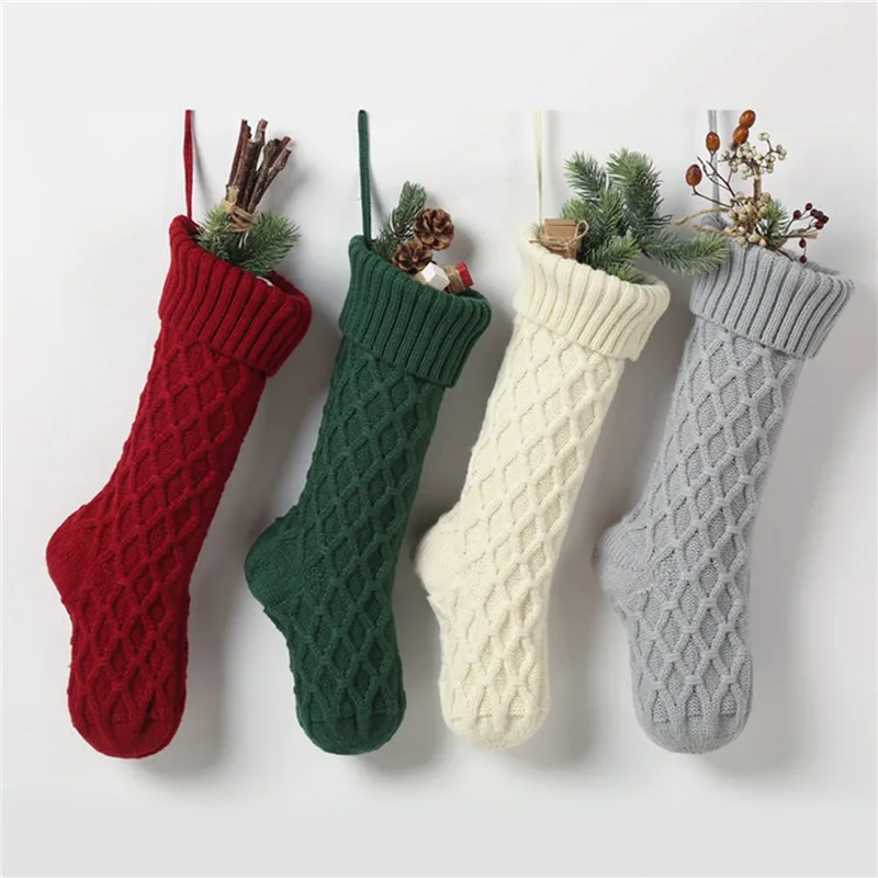 

Домашнее украшение, вязаный шерстяной подвесной Подарочный пакет, скрученный лист, цветок, конфеты, рождественские носки, Рождественские П...