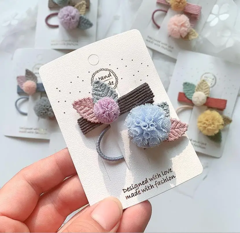 Новые модные заколки для волос однотонные фетровые с листьями 2 пары Детские