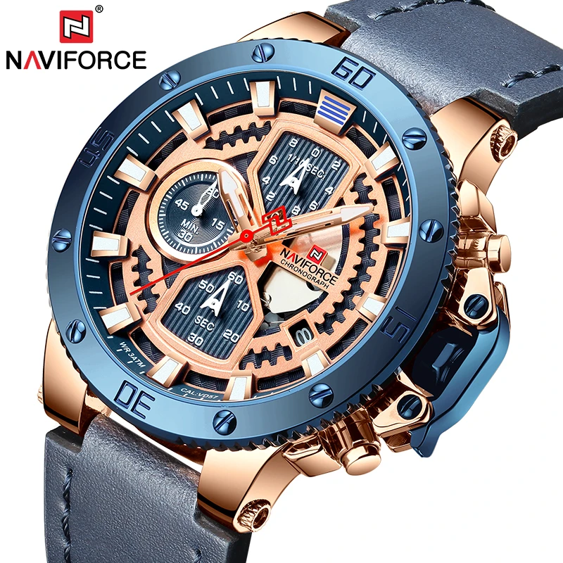 Роскошные NAVIFORCE спортивные часы мужские Chr Stop модные кварцевые наручные военные
