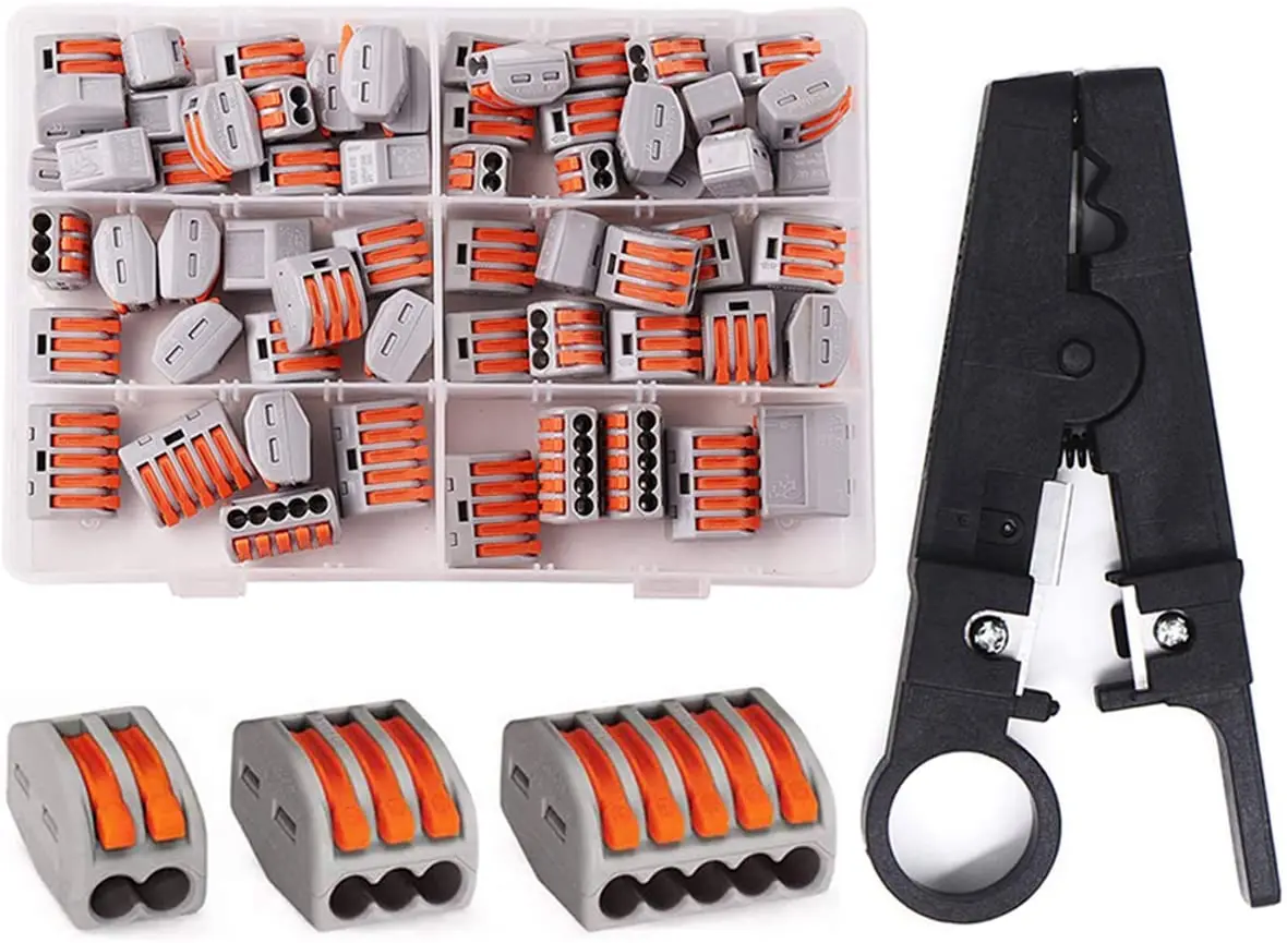 

60-piece lever wire connector type compact wire connector pct-212/pct-213/pct-215 with 1pc multi-function wire stripper