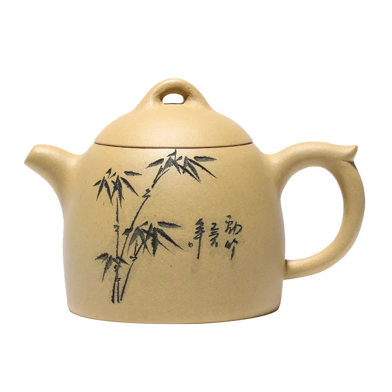 

Yixing Zisha pot raw ore section mud hand carved bamboo shadow Qinquan pot set group Teapot Tea Set Gift