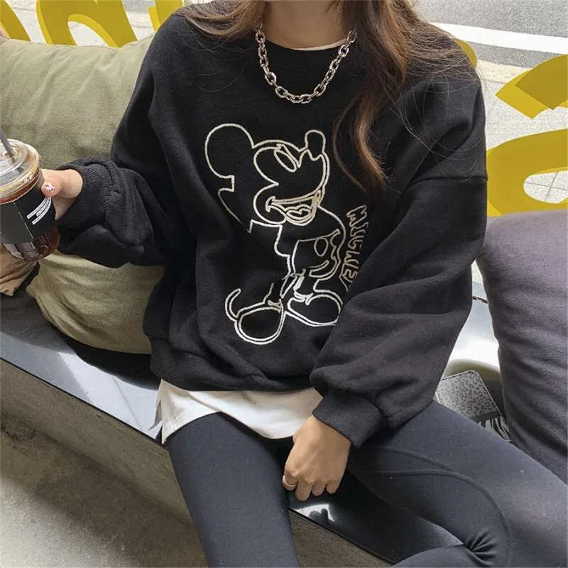 Disney Микки Мауса Толстовка женские толстовки в Корейском стиле Стиль милые принт