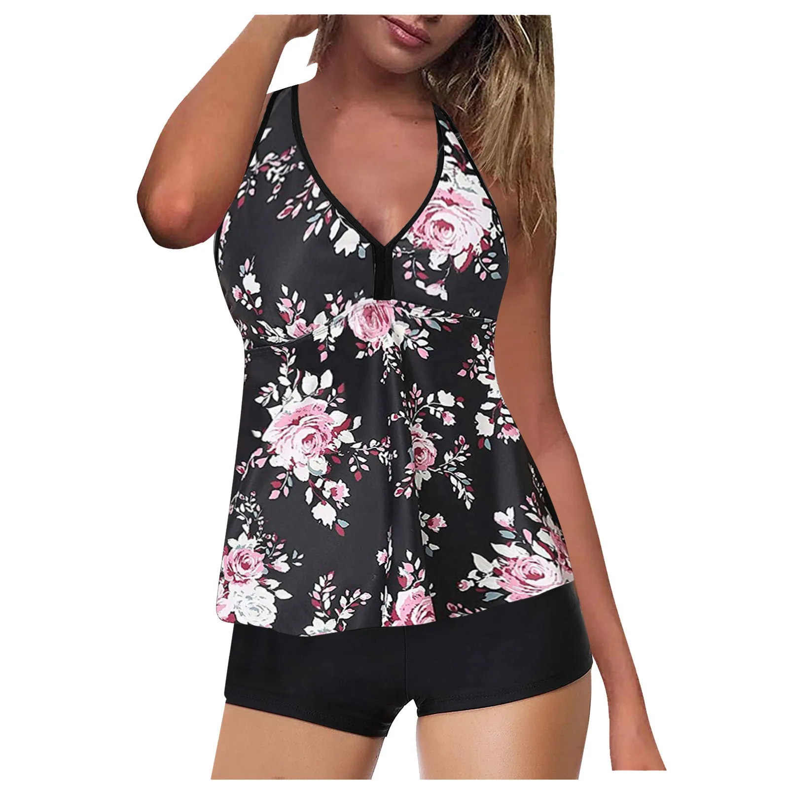 

Swimsuit Women Bikini Sexy Swimwear Tankini Tummy Control Top With Shorts Two Piece Bathing Suit Lingerie Set Biquinis