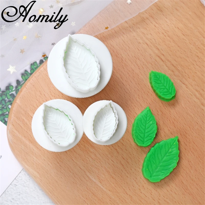 Amoliy 3D S/M/L форма для печенья в виде листьев милая Пластиковая сахарный шоколадный