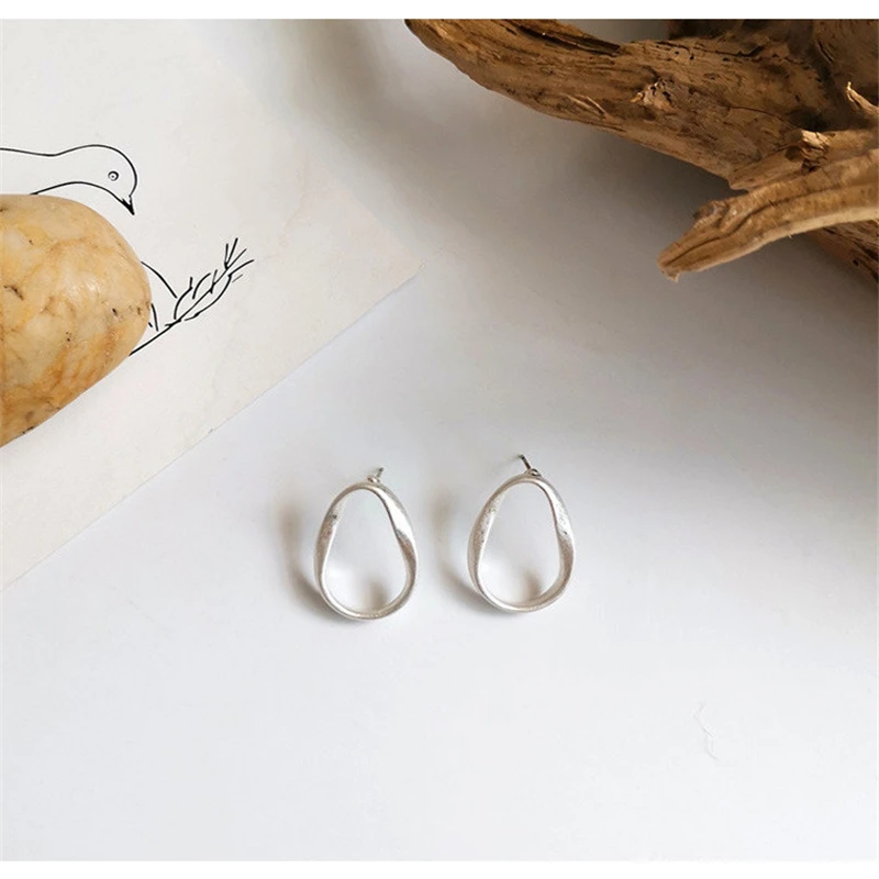 Korean Drama Love Alarm Kim So Hyun Same style Geometric stud oval high quality earrings and Earrings |