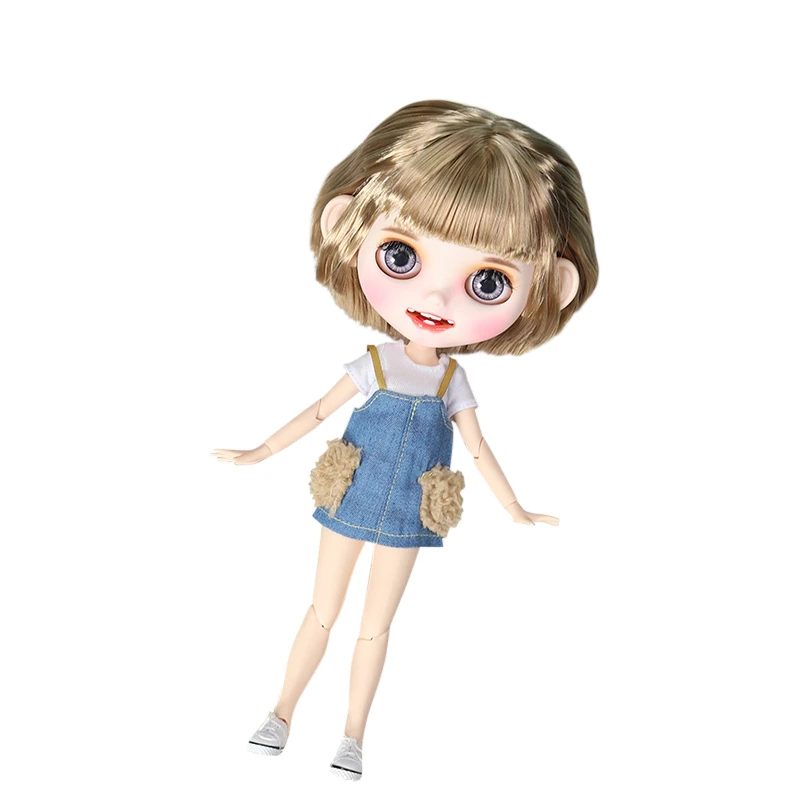 ICY factory blyth кукла на заказ кукла 1/6 bjd белая кожа суставное тело, новое матовое лицо открытый рот закрытые глаза - Цвет: B