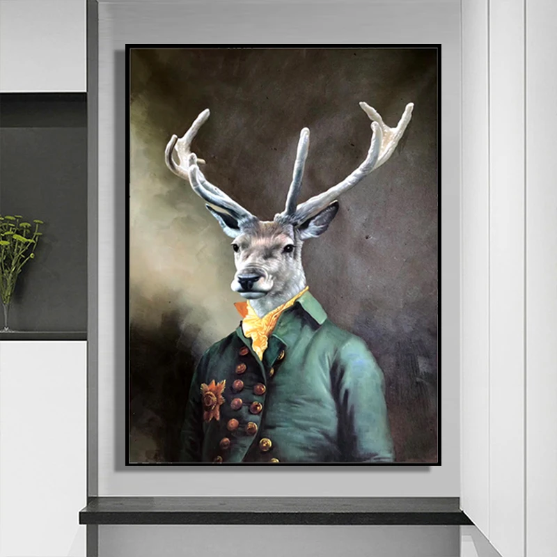 100% ручная роспись персональная голова оленя художественная живопись на холсте