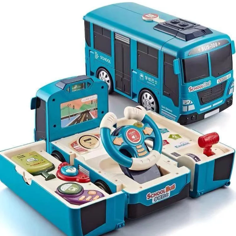 

ZK30 Multifunction Bus Toy Child Deformation Toy Early Educational Multifunctional Car Driving Simulation Music Light Toy