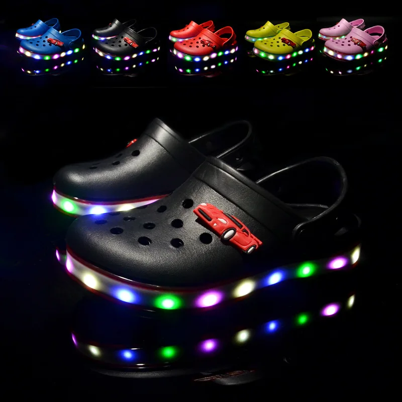 

Girls Shoes for Kids Pink Sandals Casual Shoes Boys Colorful LED Glow Cute Car Lightweight Non-slip Summer Slippers Garden Beach