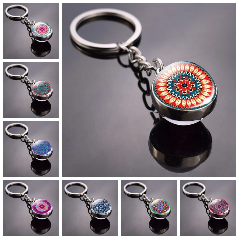 Мандала брелок &quotЦветок&quot художественная фотография Стекло мяч двойной