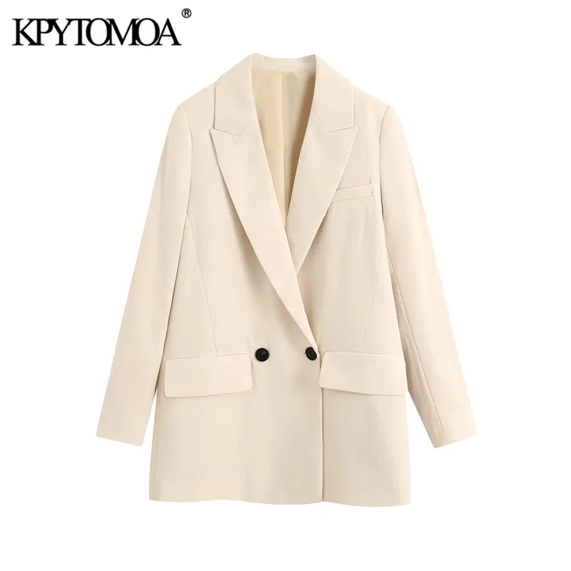 

Пиджак KPYTOMOA женский двубортный свободного кроя, модный винтажный блейзер с длинным рукавом и карманами, верхняя одежда, шикарный жилет, 2021