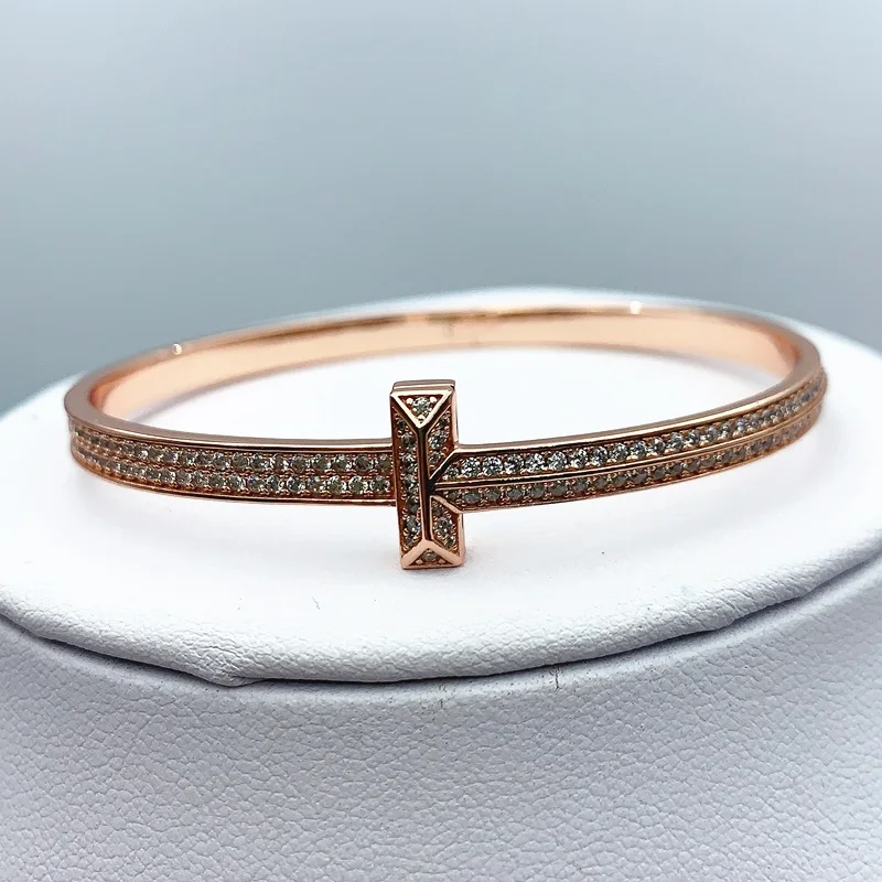 

1:1Tiffon 925 Sterling Silver European And American Classic Style Bangle Women Logo Original Brand Hot Jewelry Valentine Gift