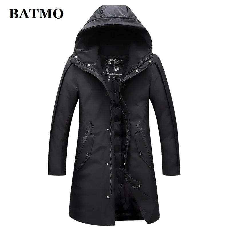 Мужская куртка с капюшоном BATMO зимняя теплая на 80% белом утином пуху большие