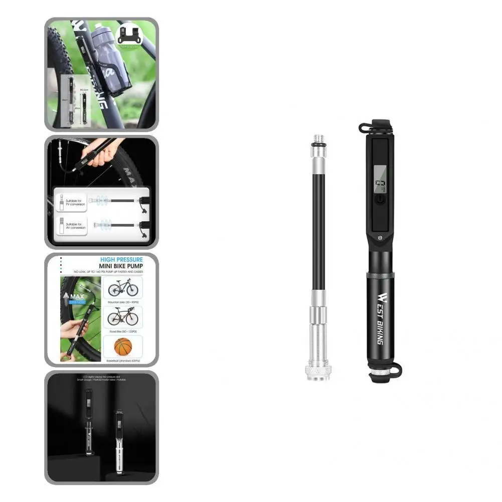 

Waterproof Universal US French Conversion Nozzle Tire Pump Aluminum Alloy Tire Inflator High Pressure for Mountain Bike