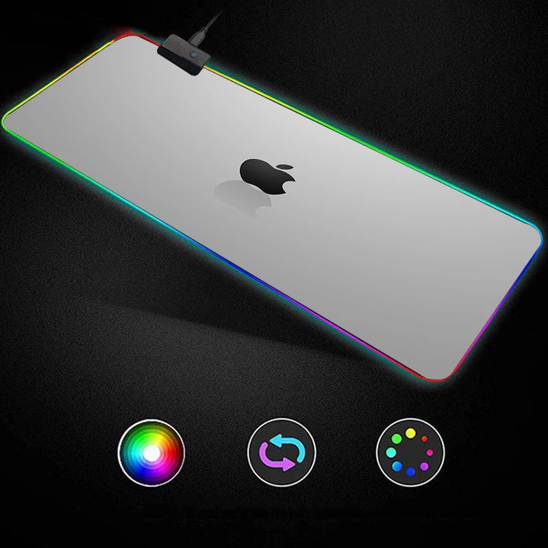 

Apple Logo pattern design Anime RGB Gaming Mouse Pad Gamer Keyboard Desk Non-slip Rubber LED Mouse Mat