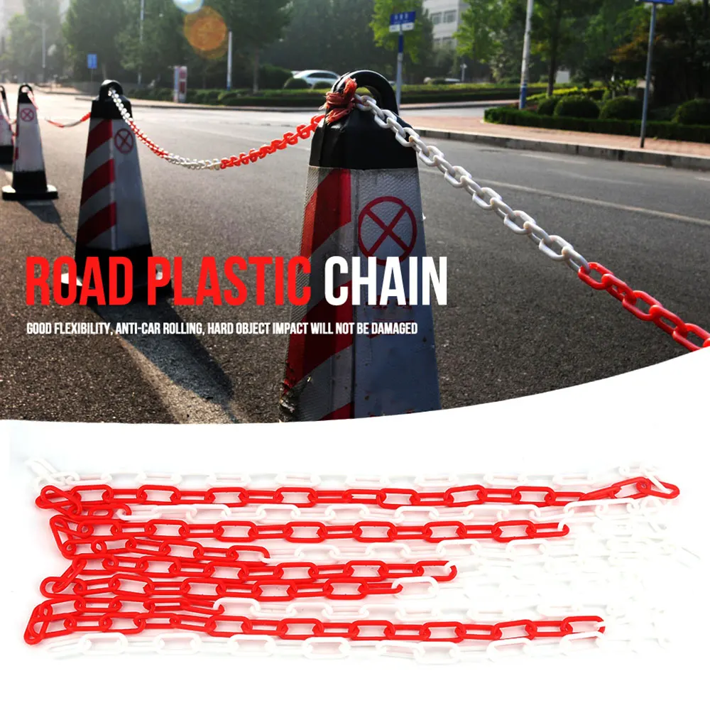 

6mm New Plastic Chain Red And White Guardrail Warning Post Yellow Black Isolation Safety Protection 8mm Traffic Cone Chain