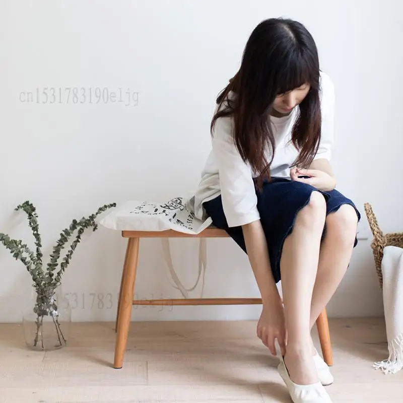 Yu Xian Rattan Stool Nordic Japanese-style Solid Wood Shoe-changing Entrance Porch Shoe Bench Side |