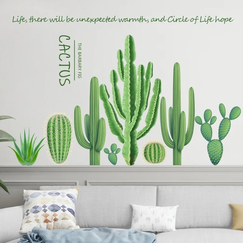 

Small Fresh Cactus Wall Stickers Removable Skirting Decorative Painting Bedroom Wall Decorations Living Room Art Decals