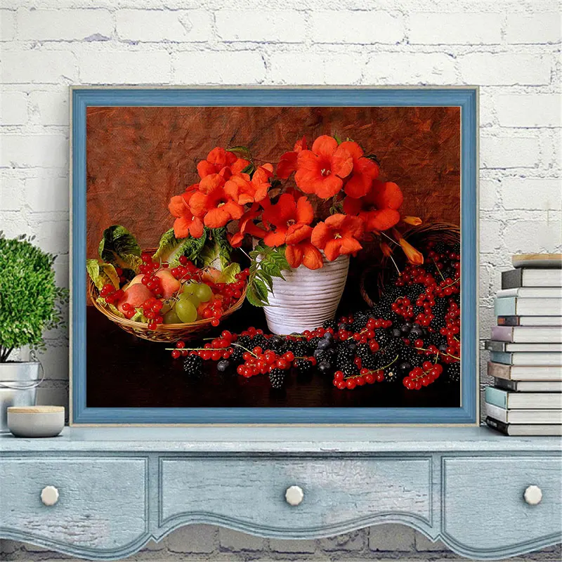 

Diy Diamond Decoration Painting Bread Fruit Platter Flower Square Diamond Round Diamond Customizable Wall Art Decoration