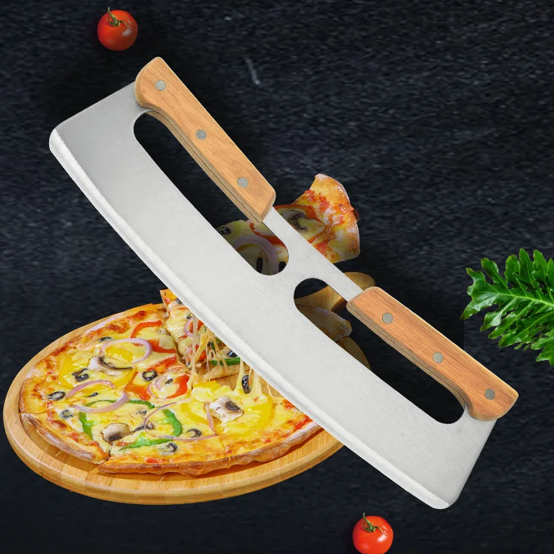 

Pizza Cutter Double Handle Pizza Knife Roll Pasta Cutter Wheel Stainless Lace Kitchen Tool Baking Accessories Roller Shovel