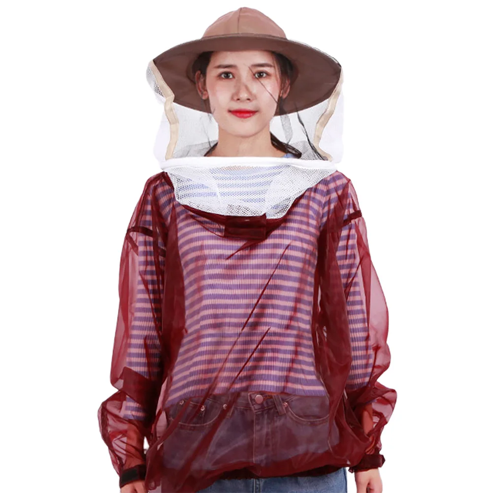 

Apiculture Anti Bee With Hood Costume Jacket Coat Beekeeper Suit Beekeeping Protective Clothing Veil Upper Body Home Supplies