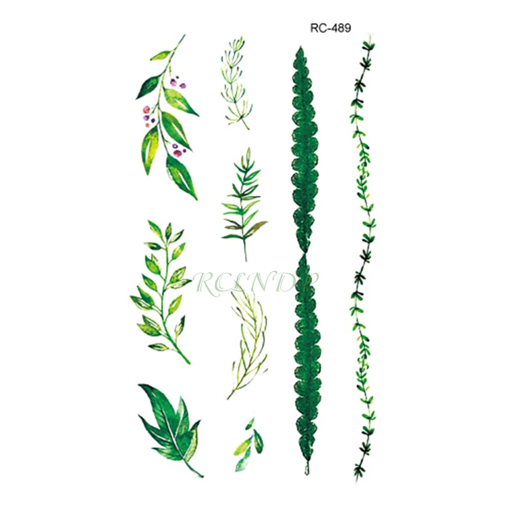 Водостойкая Временная тату цветок лист кактус растение наклейки флэш