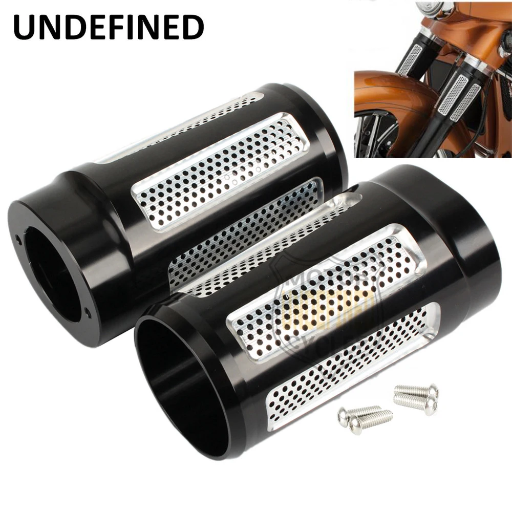 Мотоцикл Черная вилка загрузки слайдер Чехлы корова плотные отверстия Алюминий