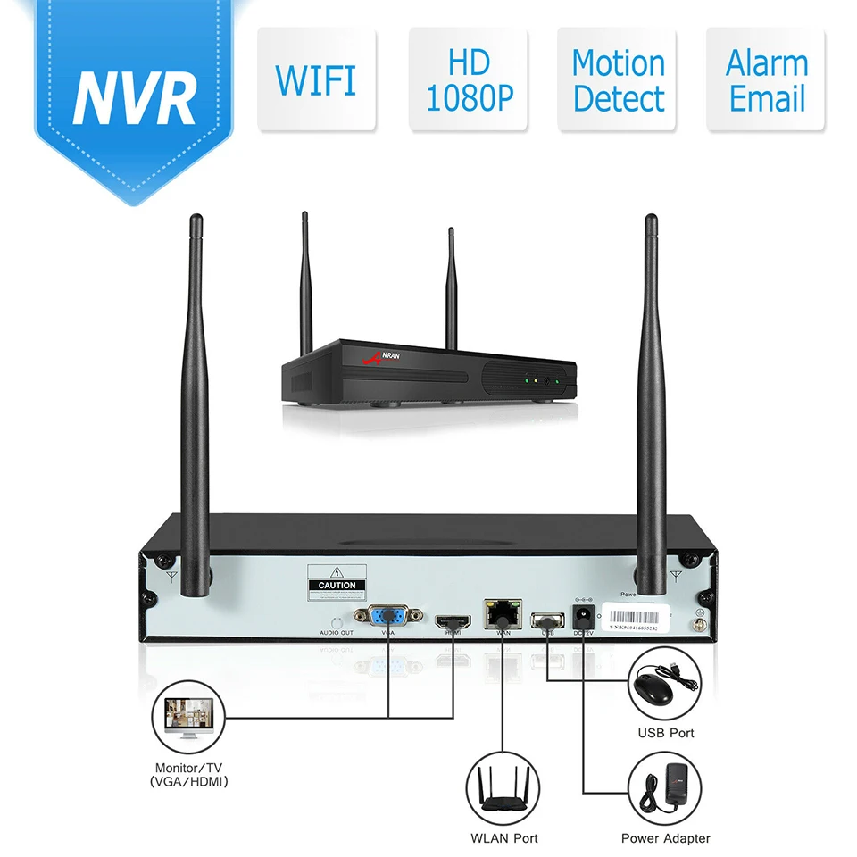 ANRAN H.265 P2P 8CH 1080P HDMI WI-FI NVR 3 ТБ HDD 36 ИК Открытый 2.0MP Беспроводной IP Камера видео камеры видеонаблюдения CCTV Системы