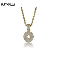 mathalla fashion letter o necklace ice out aaa cubic zircon bling gold silver mens womens hip hop jewelry gifts